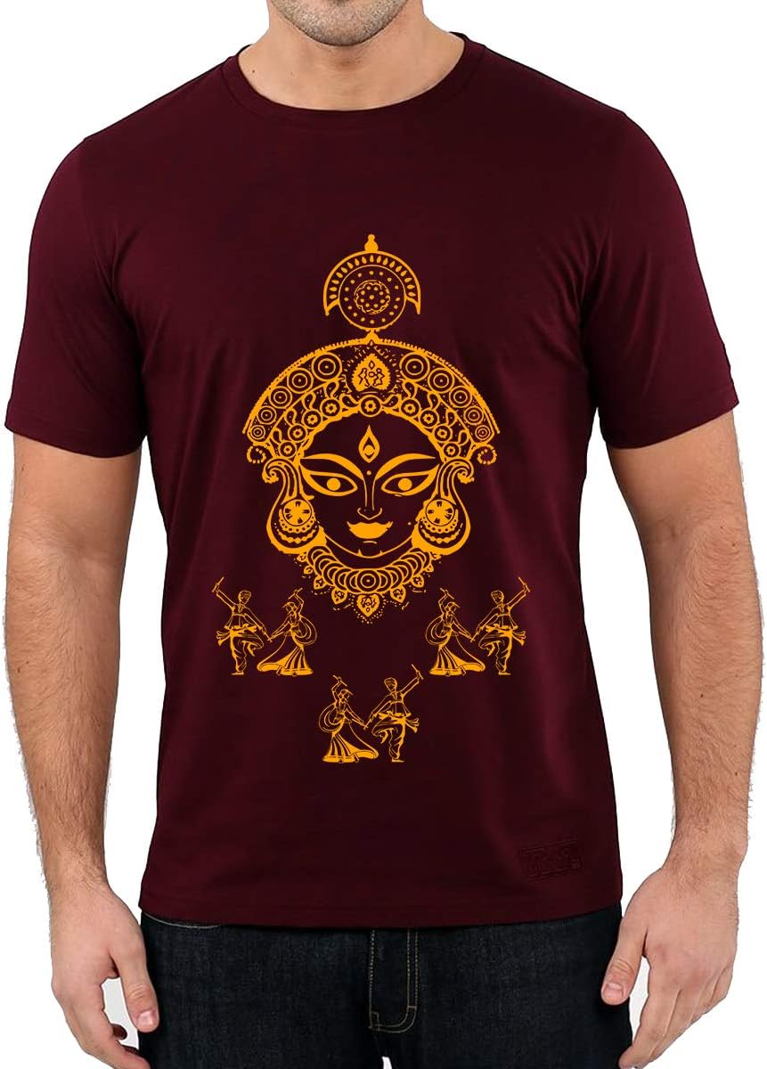 Caseria Men's Round Neck Cotton Half Sleeved T-Shirt with Printed Graphics - Shri Tantra Durga