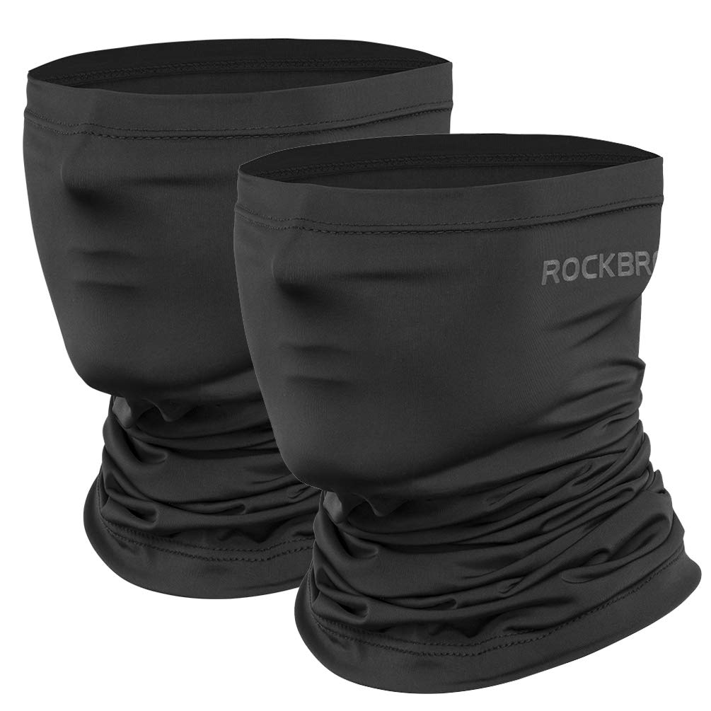 ROCKBROS フェイスカバー uvカット 冷感 夏用 ネックカバー 息苦しくない 日焼け防止 UPF50+ 吸汗速乾 ネックウォーマー スポーツ 自転車 バイク 釣り ゴルフ ランニング サイズ: One Size カラー: ブラック(2枚)