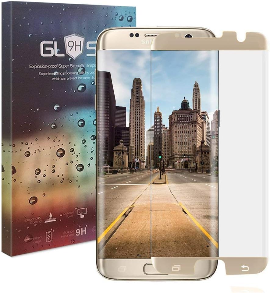 JRG Galaxy S7 Edge Tempered Glass Screen Protector Works with Almost All Phone Cases, [9H Hardness] [Anti-Scratch] [Anti-Fingerprint] [Bubble Free] [Ultra-Clear] [3D Cover] - Golden