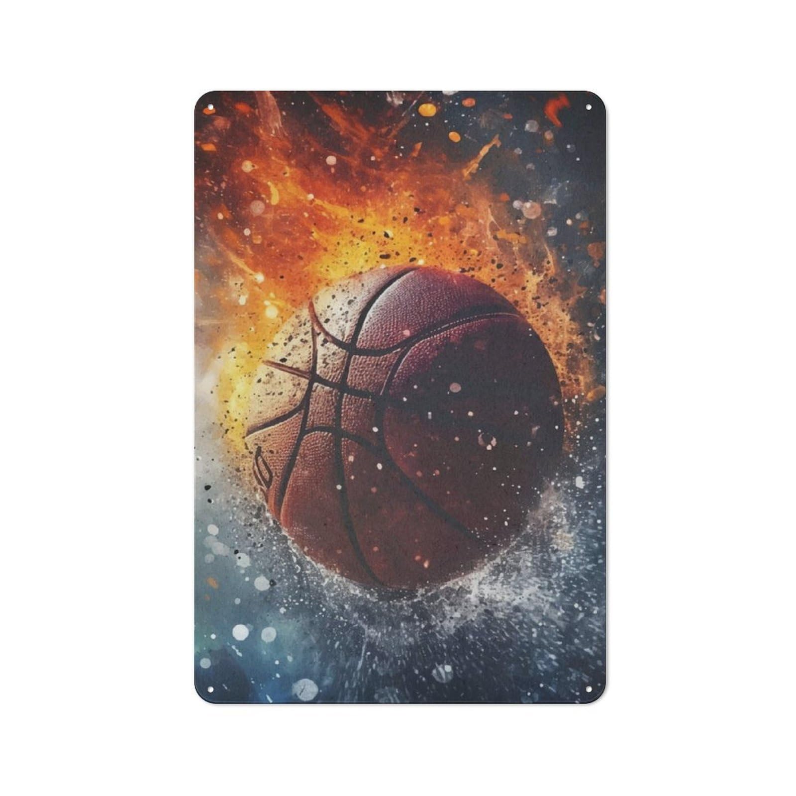 Junmoney Basketball Colorfull Retro Tin Sign 30X20cm For Workshop Wall, For Collectors Of Retro Metal Wall Decor