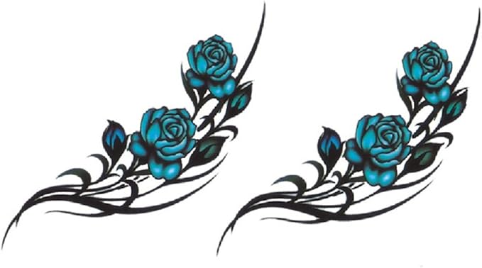 タトゥーシール バラ 青い薔薇 2枚セット 入れ墨 美しい ローズ 花柄 タトゥーステッカー 専用クリーンワイプ付き タトゥーシール 通販 タトゥーシール バラ 青い薔薇 2枚セット 入れ墨 美しい ローズ 花柄 タトゥーステッカー 専用クリーンワイプ付き タトゥーシール 通販