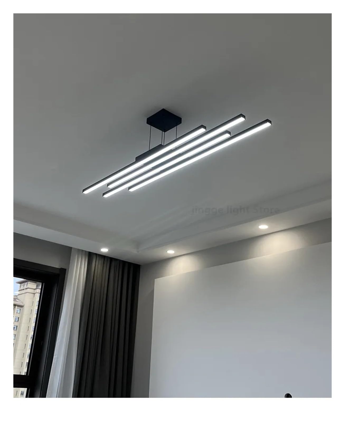 Nowoczesna Lampa Wisząca Led Z żyrandolem, ściemnialna, Liniowa Lampa Wisząca Z Pilotem, Regulowana Aluminiowa Lampa Sufitowa Z Akrylu Do Jadalni I Kuchni Z Wyspą Onecolor 110cm