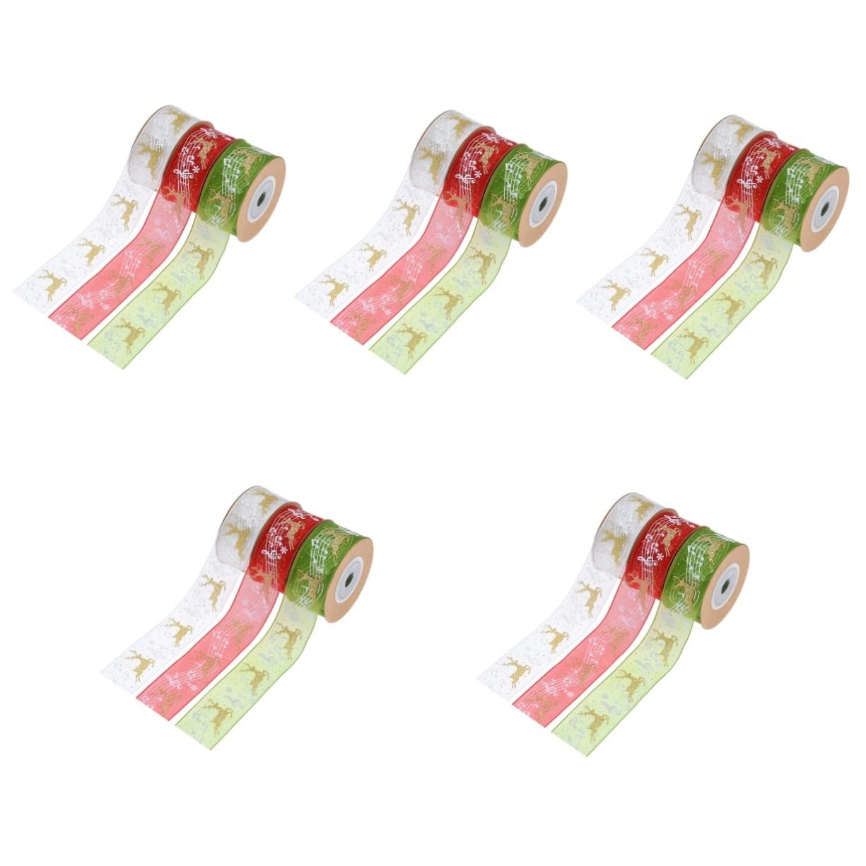 SHINEOFI 15stücke Teiliges Weihnachtsband Noten Und Elch-muster Pro Dekorative Ribbons Für Party-dekoration Für Bastelarbeiten Und Weihnachtsfeiern