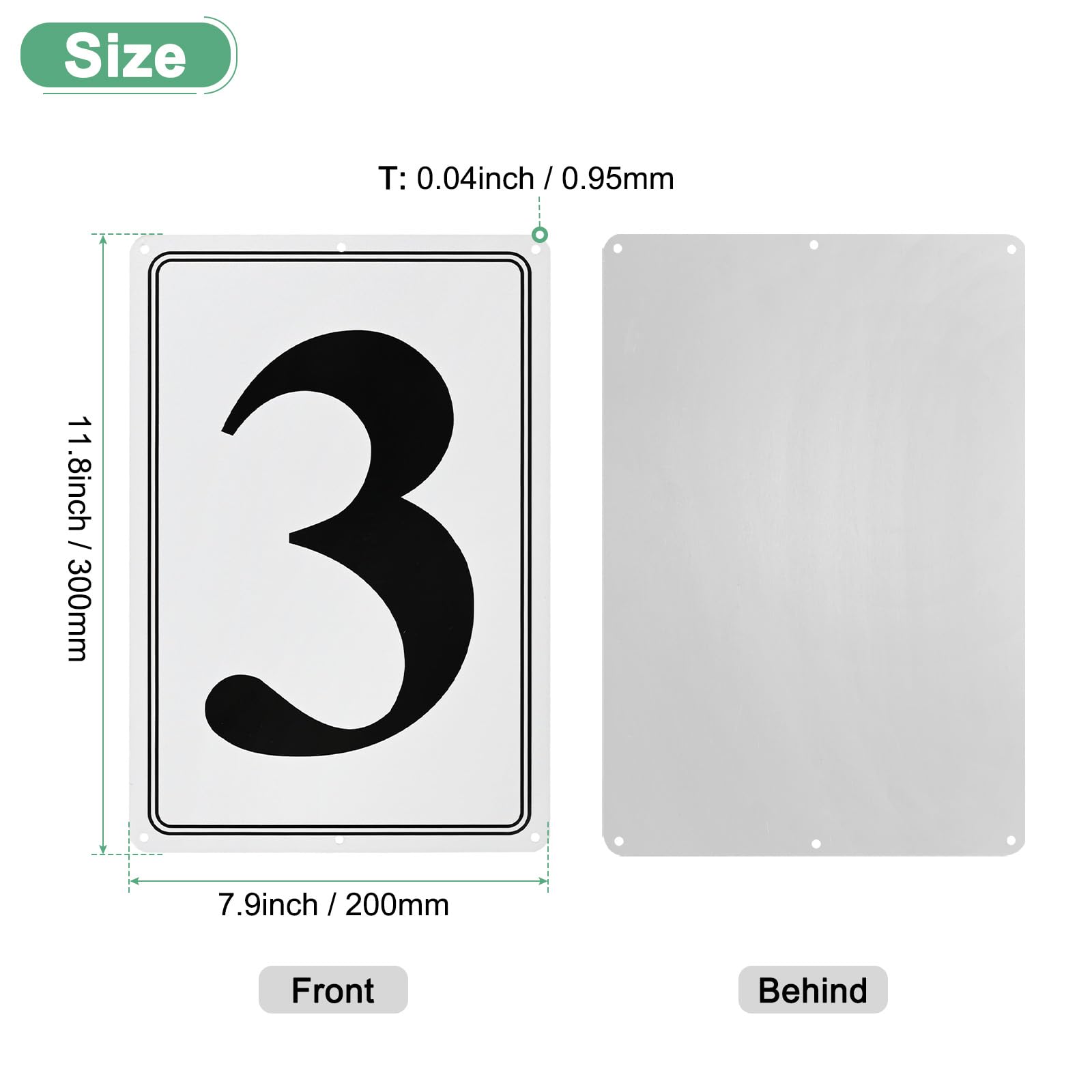 M METERXITY Aluminum Number Sign 3, 11.8 Inch House Numbers and Metal Letters, Parking Spot Letter Signs - Image 3