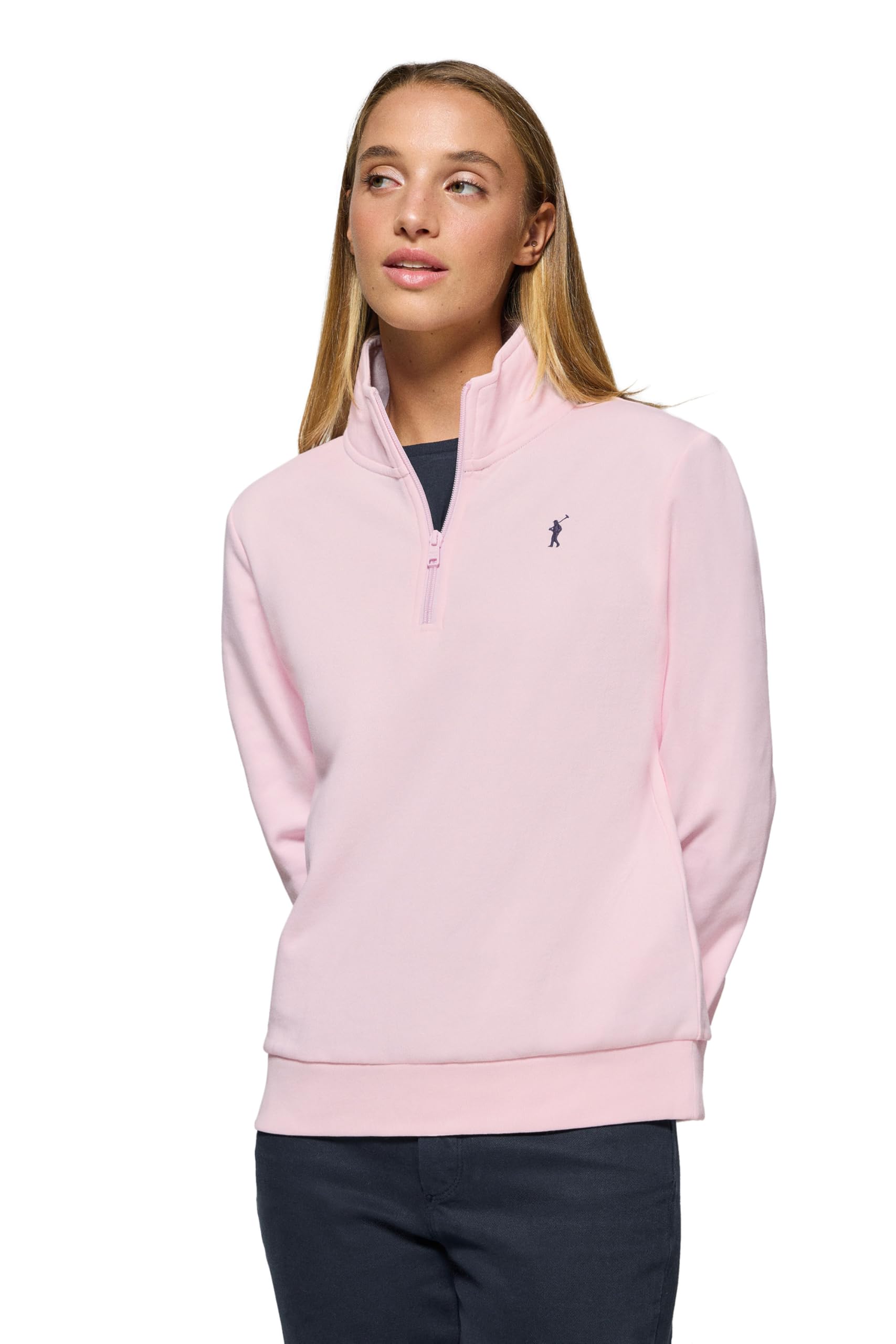Polo Club Sudadera para Mujer con Cierre de Media Cremallera 100% Algodón - Sweatshirt Manga Larga con Logo