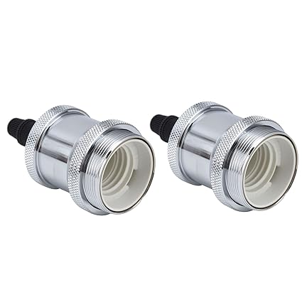 Set of 2 Retro Lamp Holder, Exquisite Design Vintage Lamp Socket Widely Use Sturdy Easy to Install for Vintage Bulbs(Silver)