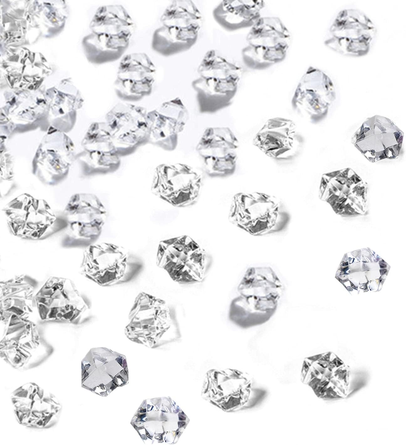 448 PCS Plastic Ice for Crafts Clear Fake Ice Cubes Filler Clear Gems for Crafts Clear Ice Rock Crystal Ice Fillers Acrylic Crystals for Vases Plastic Ice Cube Fake Diamonds Plastic Faux Ice