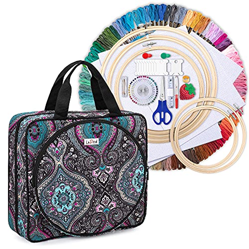 Image of LoDrid Embroidery Kit, Embroidery Project Bag with Embroidery Kit, Portable Craft Carry Case with Starter Kit, Embroidery Supplies Storage Bag and Cross Stitch Kits for Beginners, Adults, Totem