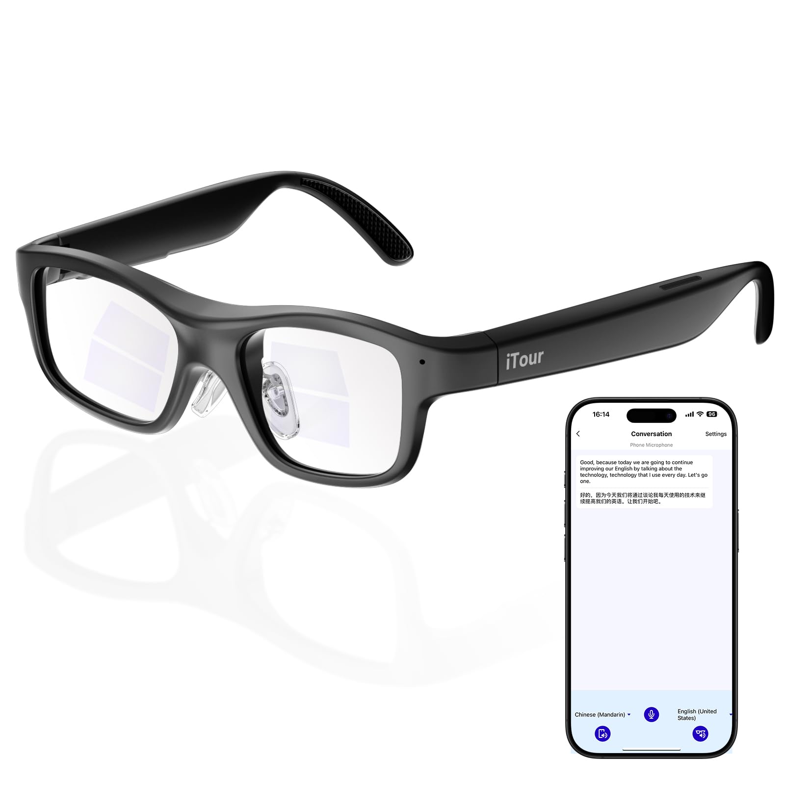 A1 Smart AR Glasses with Real-Time Translation, AI Translation Glasses with Subtitles, Offline Translator, Photo & Phone Call Translation, Teleprompter, Travel & Business Use-image-31