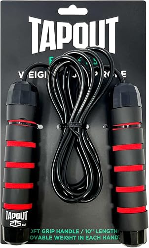 Miniatura 4 de Tapout Cuerda de saltar con peso, longitud ajustable para entrenamiento de cuerpo completo, agarre duradero y cómodo para cardio, entrenamiento de