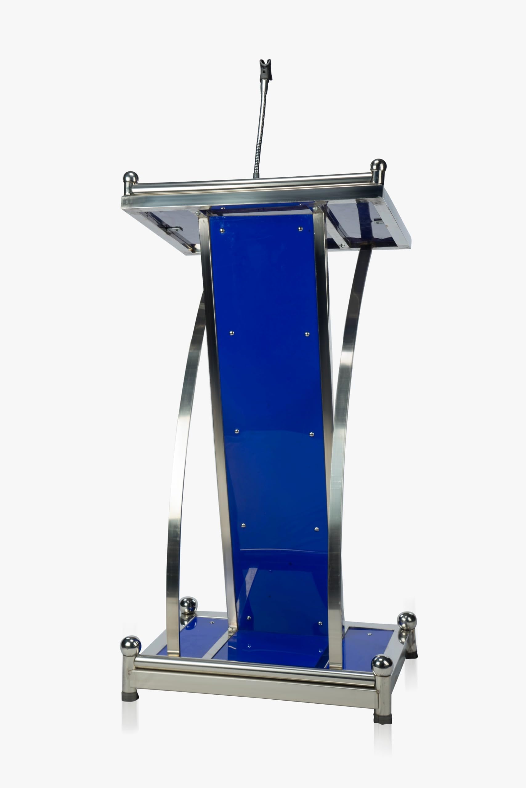 Malabar Trading Company Heavy Duty Podium | Lectern Speech Table for Auditorium, Events, Office, Church, School & Colleges | Heavy Duty Made Stainless Steel & Acrylic Sheet (Blue)