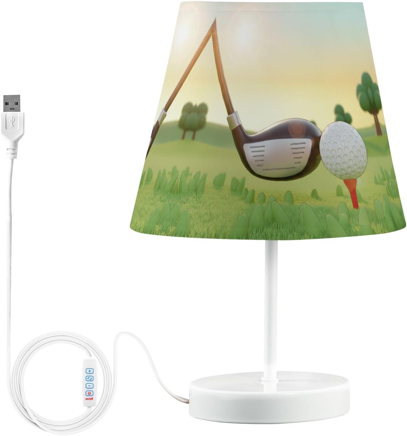ALAZA Playing Golf Dimmable Table Lamp for Bedroom Desk lamp Bedside Night Lamp with USB Port,Large Lamps with Fabric Shade for Home Office Restaurant
