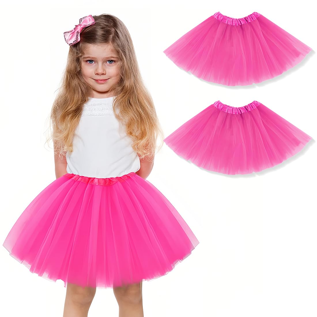 Paquete de 2 faldas de fiesta para niñas, disfraz de tutú, tutú de tul para fiestas de baile, enagua de ballet, verde — view 8