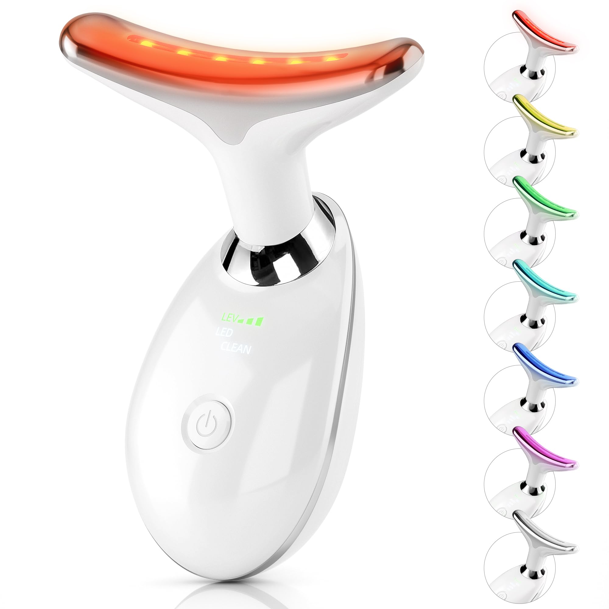 Red Light Therapy Device, 7 Color Skin Care Neck and Face Massager, Portable Facial Massager for Skin Lifting & Tightening