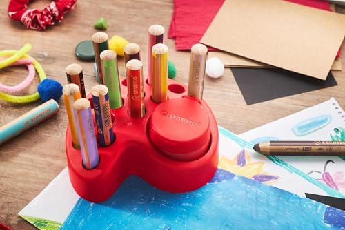 STABILO - Premium-Tischset - woody 3 in 1-15er Pack - 10x woody 3 in 1, 2x woody 3 in 1 Pastel, 3x woody 3 in 1 duo, 1x Dosenspitzer, 1x Tischset