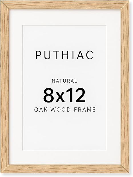 8x12 Oak Wood Picture Frams - Minimalist 8x12 Oak Wood Frames, 8"x12" Picture Frame Wood, Natural Solid Wooden Picture Frames for Wall Art Photo and Prints(1 Pack, Beige)