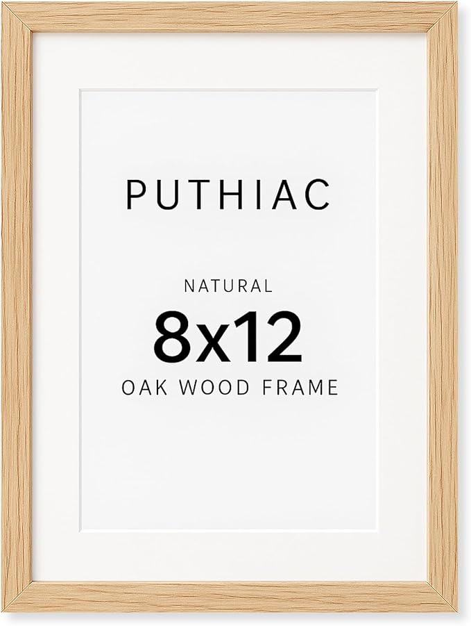 8x12 Oak Wood Picture Frams - Minimalist 8x12 Oak Wood Frames, 8"x12" Picture Frame Wood, Natural Solid Wooden Picture Frames for Wall Art Photo and Prints(1 Pack, Beige)