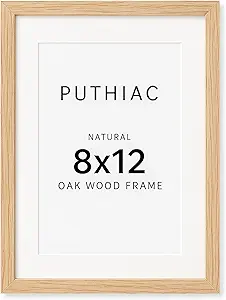 8x12 Oak Wood Picture Frams - Minimalist 8x12 Oak Wood Frames, 8"x12" Picture Frame Wood, Natural Solid Wooden Picture Frames for Wall Art Photo and Prints(1 Pack, Beige)
