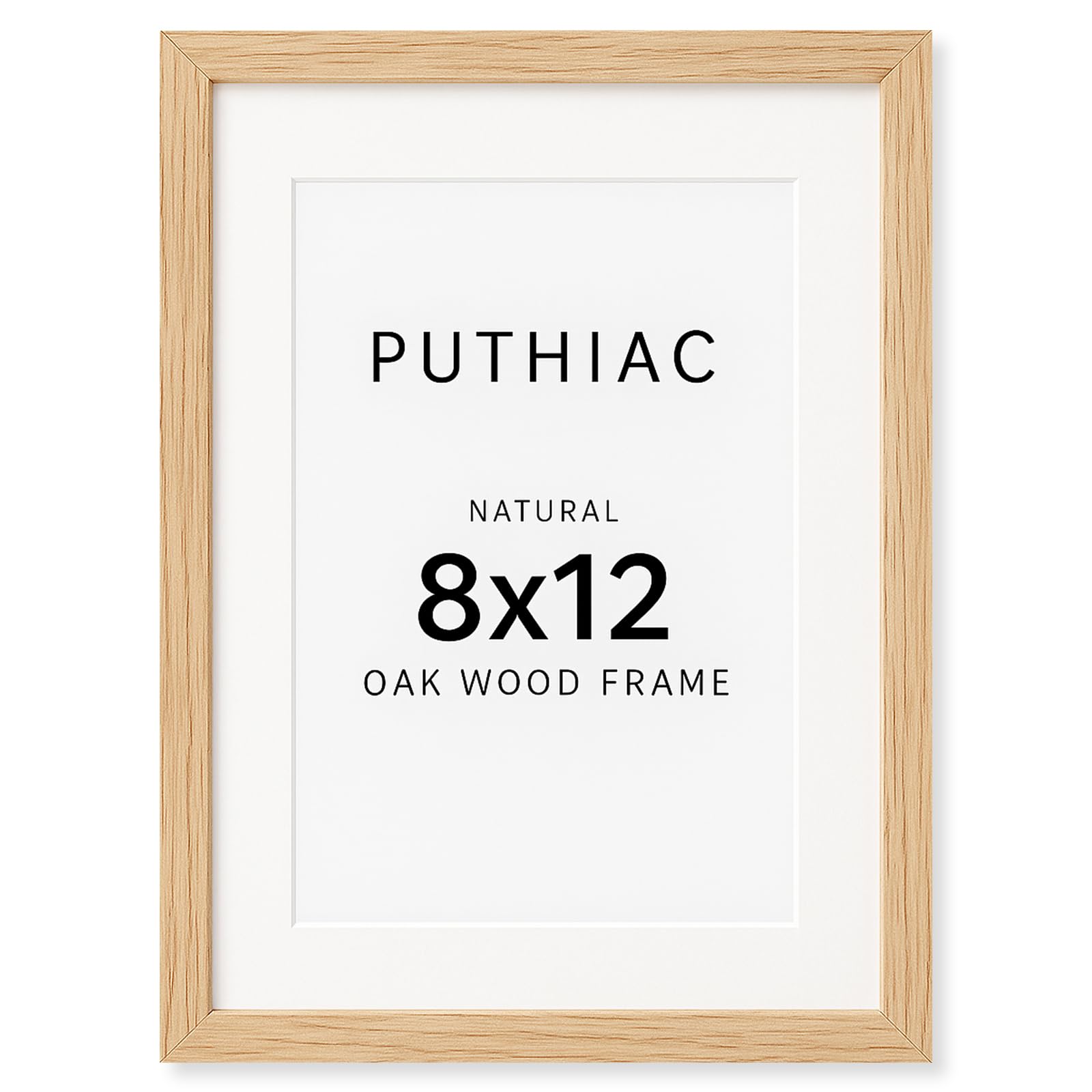 Photo 1 of puthiac 8x12 Solid Oak Wood Picture Frame, Natural Oak, 1 Pack