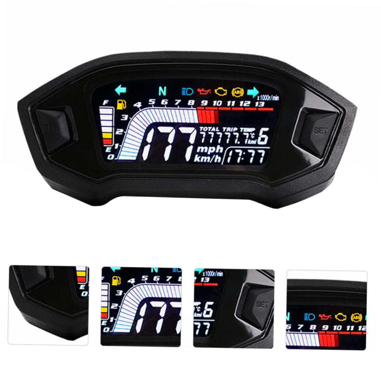 Motorcycle LCD Speedometer Odometer Abs Shell Full Digital Display for Bikes Night Visibility and Impact Resistance Fit for Motorcycles