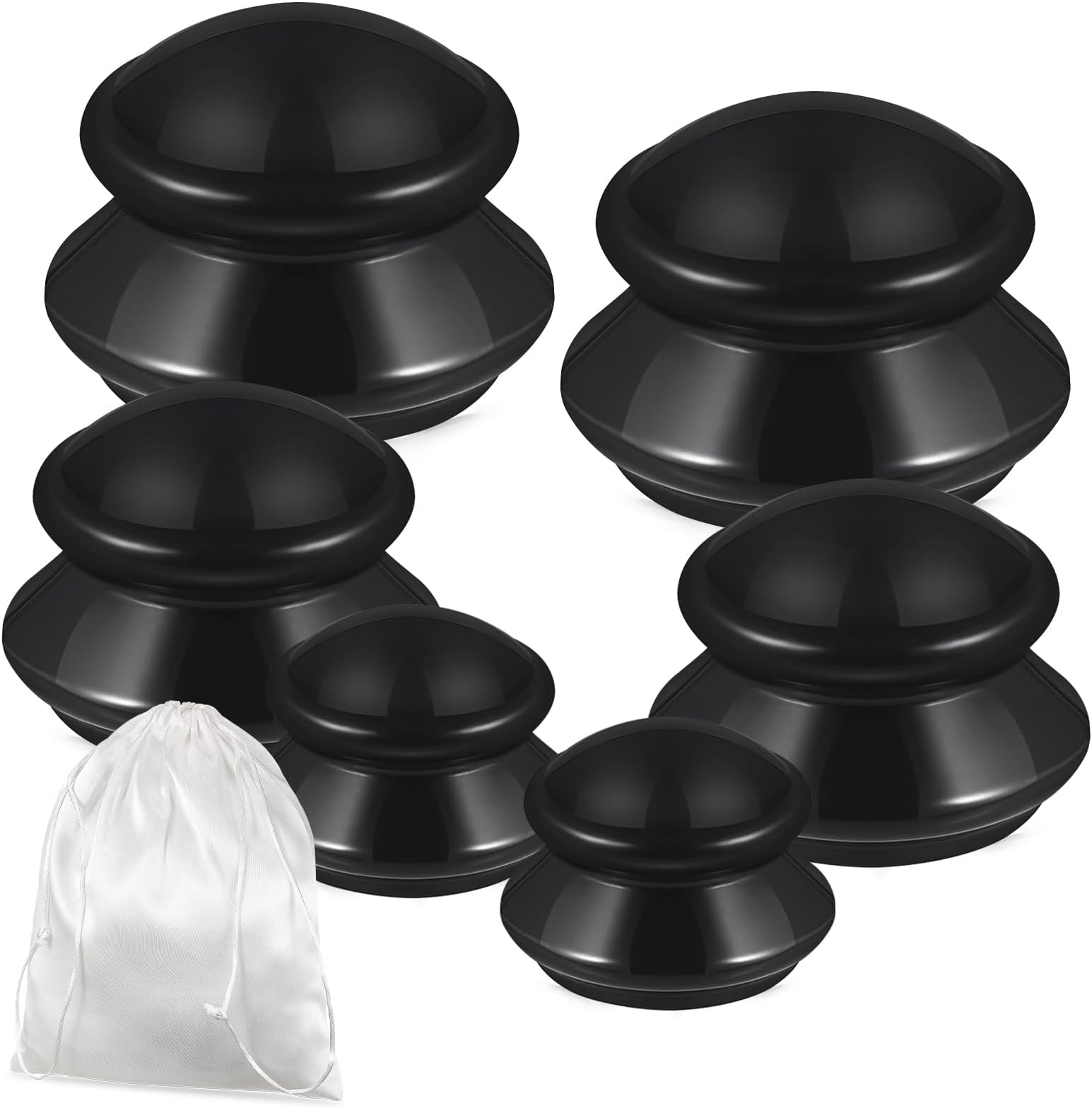 TrelaCo 6 Pieces Cupping Therapy Set Silicone Cupping Treatment 3 Sizes Massage Cup Cupping Set for Cellulite Joint Pain Muscle Pain
