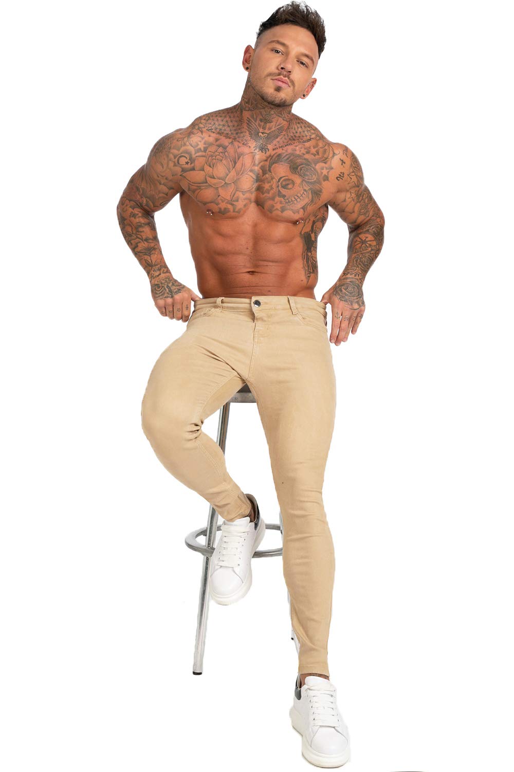 GINGTTO Homme Jeans Skinny Elastique Denim Pantalon Slim Fit Super Stretch Jean