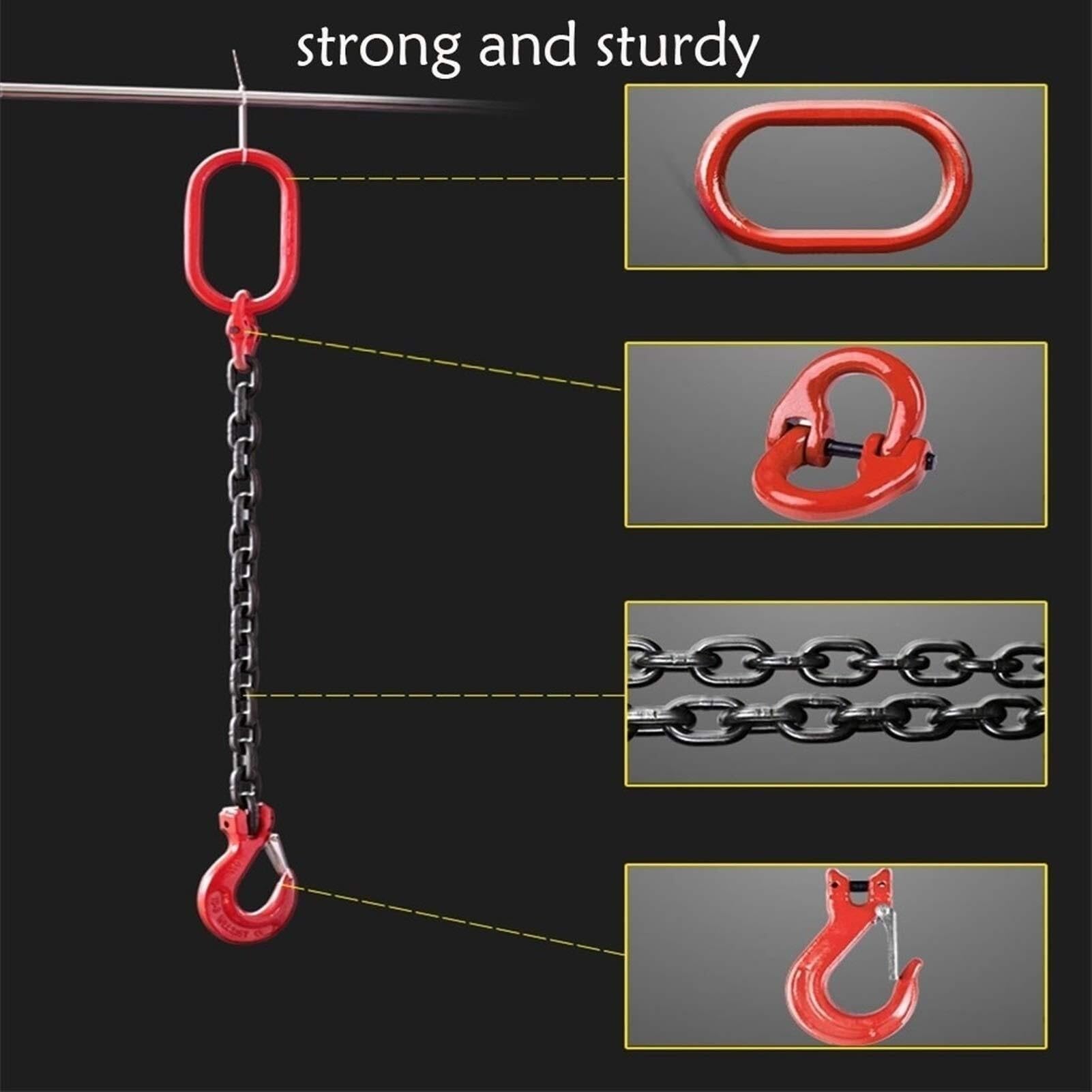 gancho seguridad Eslinga de cadena de elevación de 3 vías con ganchos de eslinga Cadena de eslinga for capacidad de elevación Cadena de eslinga for minería, maquinaria soldar(8T)
