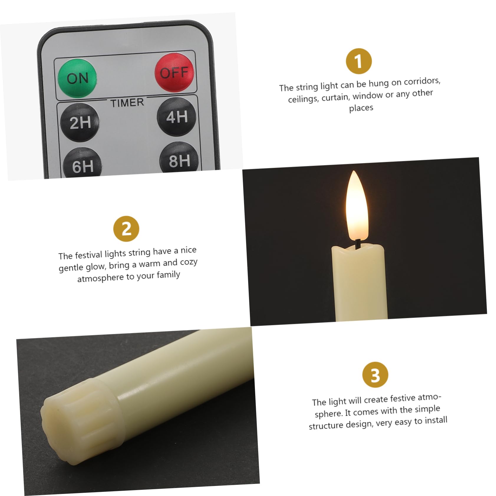 Housoutil Knstliche Glaskerzen Mit Batteriebetriebenem Led-kerzenlicht Fr  Dekorative Tischdekoration Im Heimstil Fr Hochzeit Und Geburtstag :  Amazon.de: Beleuchtung