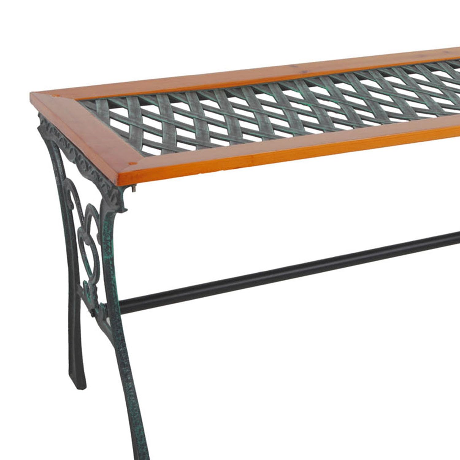 Mojawo Tisch Royal Gartentisch Gusseisen Outdoortisch Outdoormöbel Metalltisch Holz gehärteter Glasplatte Natur L98xB46xH56cm