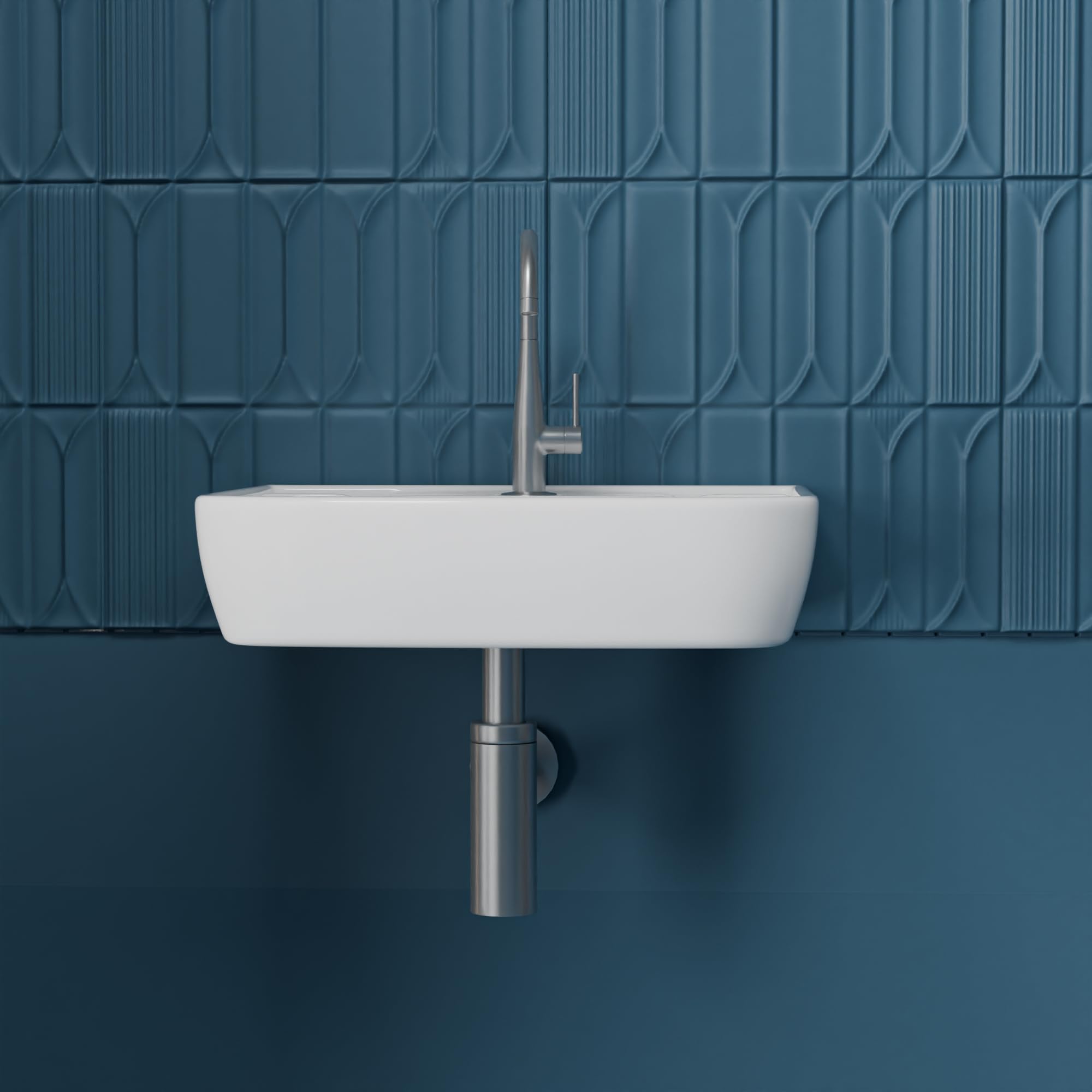 Meta Bathware Premium Rectangular Wash Basin | Wall Mount Ceramic Sink for Bathroom | Sleek Glossy Finish | Scratch Resistant & Easy Clean | Modern Sanitary Ware for Home & Office (16x14x5 Inch) 1
