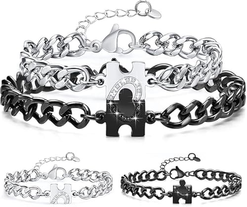 Sikweny 2 Pezzi Bracciali Coppia Catena Regolabile Regali Fidanzato Progettazione