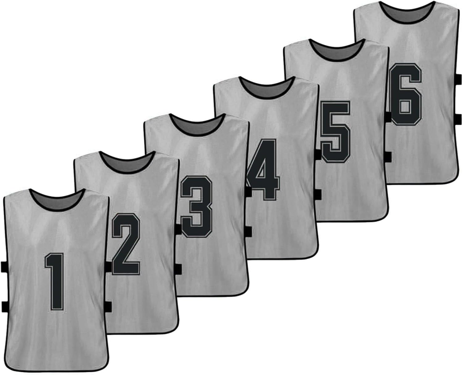 Numbered Football Bibs, 12 PCS Loose Polyester Quick Drying Soccer Jerseys Team Training Practice Sports Vest Fit for Football, Basketball, Volleyball, Hockey (Grey & Orange)