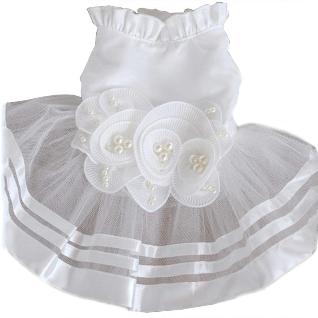 Robe de mariage pour chien haut de gamme perles nacrées tenue de cérémonie luxe
