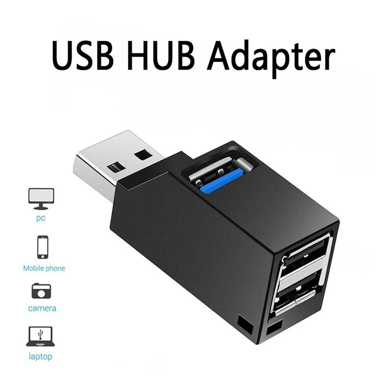 Hub USB 3.0 a 4 porte, sdoppiatore multifunzione per computer portatile, auto, ufficio (nero-USB3.0)