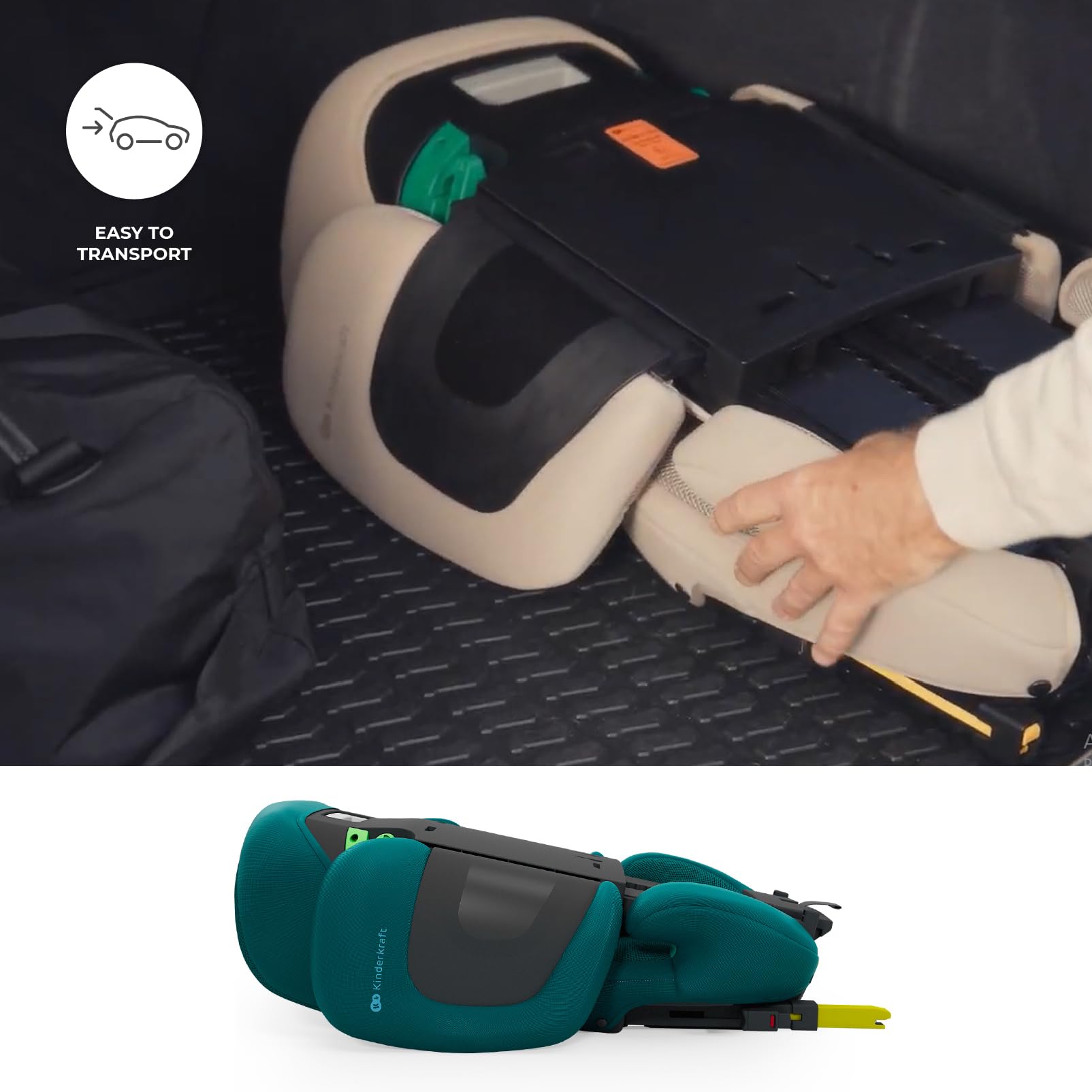 Kinderkraft XPAND 2 PRO siège-auto i-Size 100–150 cm, installation ISOFIX ou ceinture, réglable en hauteur et en largeur DUO EXPAND, appui-tête H-GUARD+ avec mousse à mémoire de forme, pliable, Vert