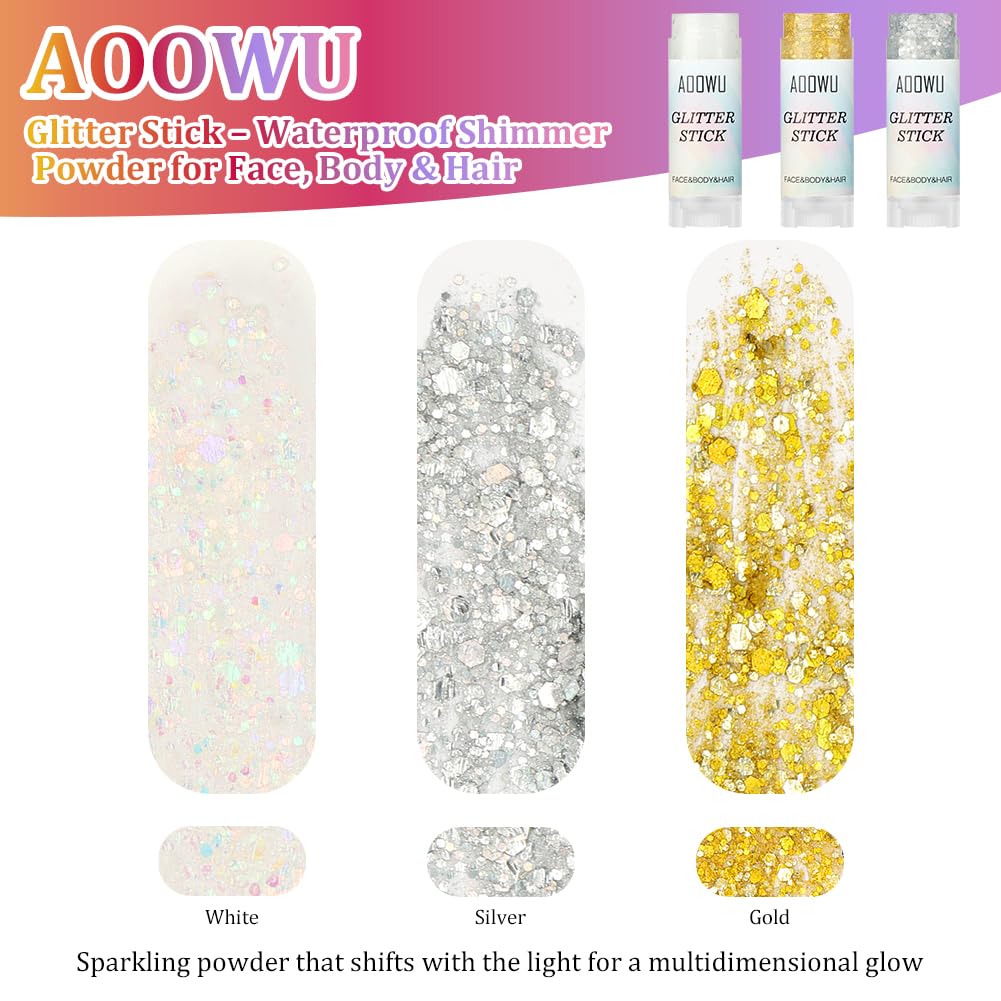 AOOWU Gel Glitter per Viso e Corpo, Body Glitter Gel, Trucco per Carnevale, Chunky Glitter Decorazione per Musica, Festival, in Maschera(Piccole-ZLG03)