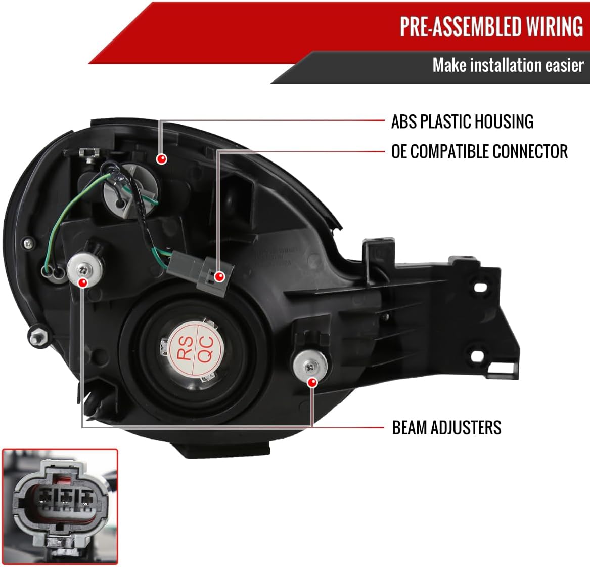 OEM Replacement Headlights (Chrome Housing/Clear Lens) Made for and Compatible with 2002-2003 Subaru Impreza