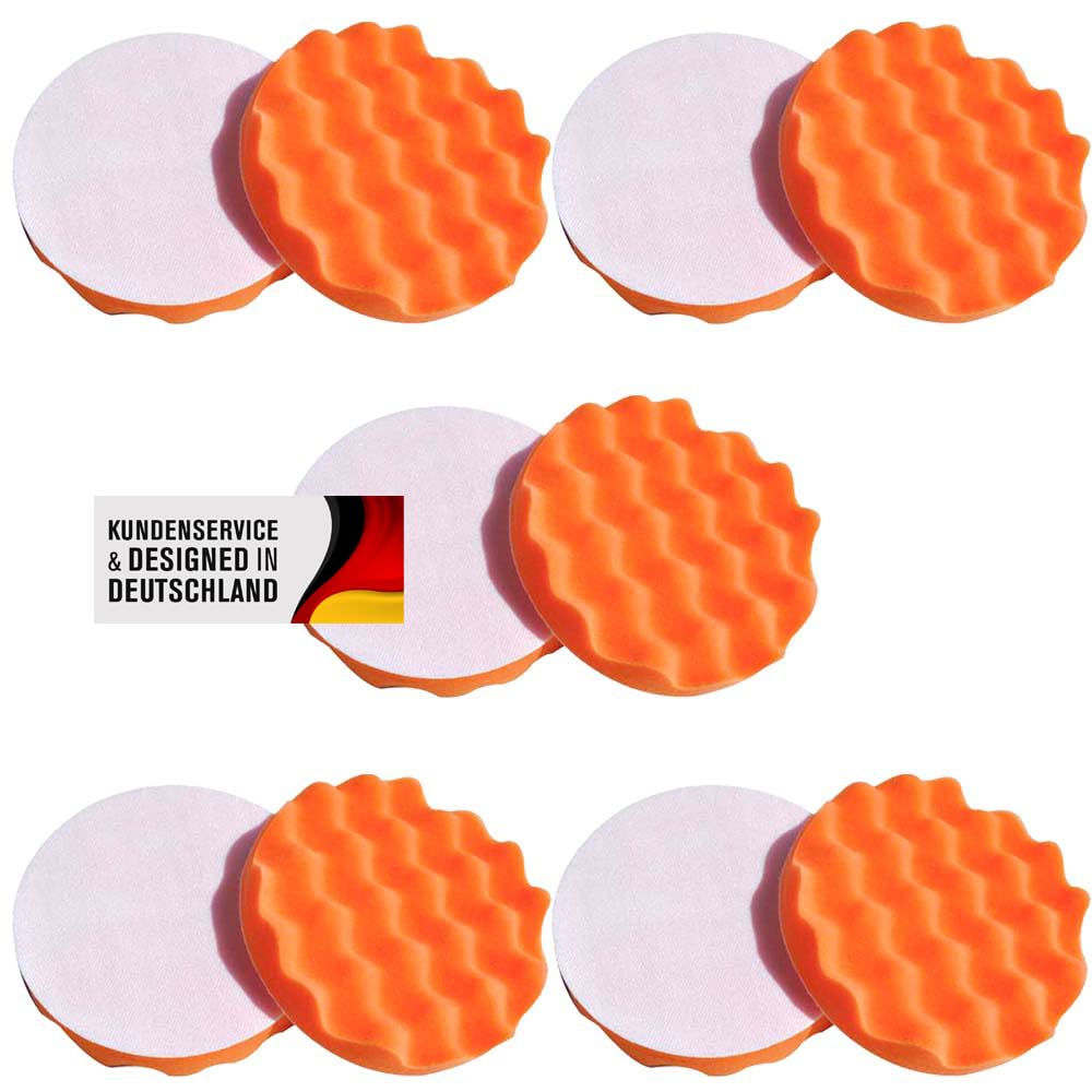 Set di spugne per lucidatura, 180 mm, con velcro, in diversi gradi di durezza e dimensioni di set spugne per lucidatrice, set da 10 pezzi