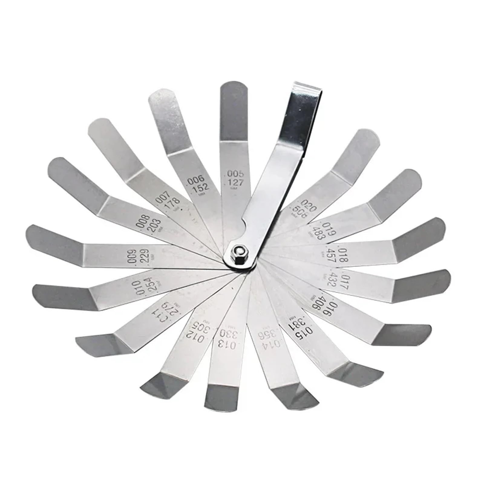 OUZINE Feeler Gauge Metric Gap Ffset Feeler Gauge Curved 16 Metric MM Inch Gap Width Strip Roll Thickness Measure Bent Valve Motor Measurer