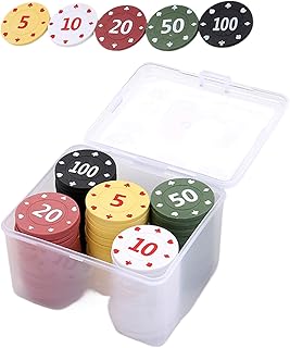 Pokerchips-Set, 100 Stück, professionelle Chips mit Bezeichnungen, Texas Hold'em und Blackjack-Spielzubehör für Spieleabende, Partys, Turniere, Familientreffen, ABS-Material