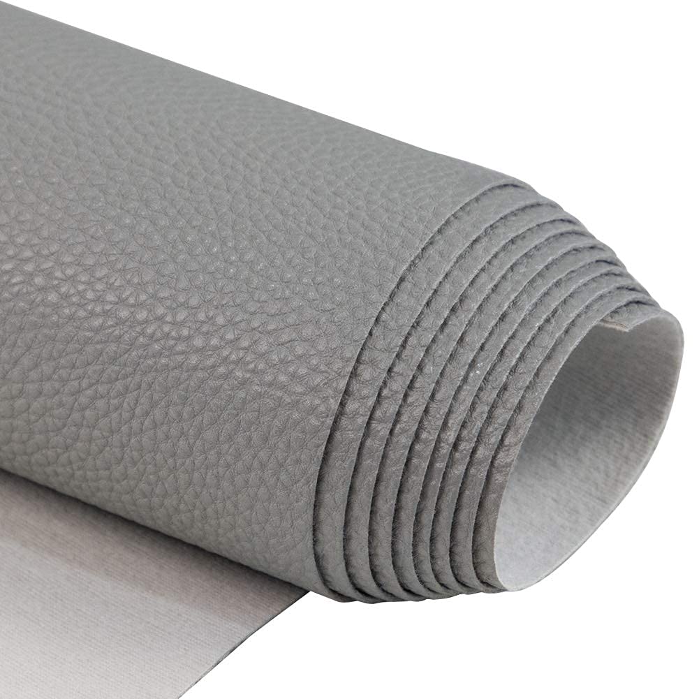 TORRAMI Miękki materiał syntetyczny PU Arkusze ze sztucznej skóry 137 cm x 58 cm, grubość 0,95 mm do tapicerki, rękodzieła, żwirkowy wzór, cielisty szary