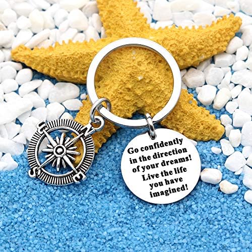 Inspiration Keychain Gift,Encouragement Compass Keyring Key Chain Ring for Women Men Gift