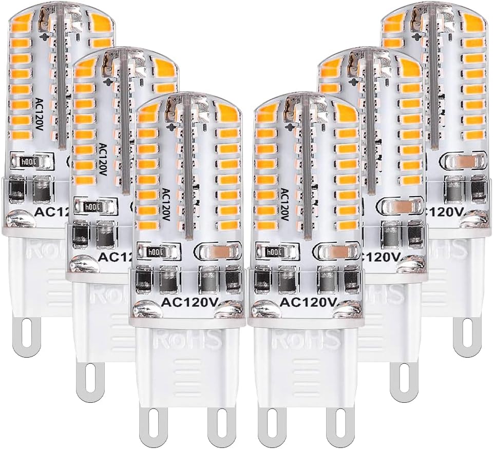 LEDERA G9 LED Bulb Dimmable, 40W Halogen Equivalent, 4W G9 Base Chandelier Light Bulb, 3000K Warm White, 350LM, 360° Beam Angle for Lighting, 6-Pack