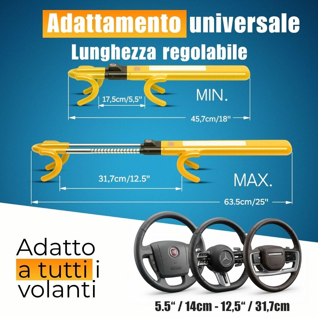 ATG Bloccasterzo Auto Antifurto per Auto SUV Van Furgone Camper Acciaio Temperato Protezione Antitrapano