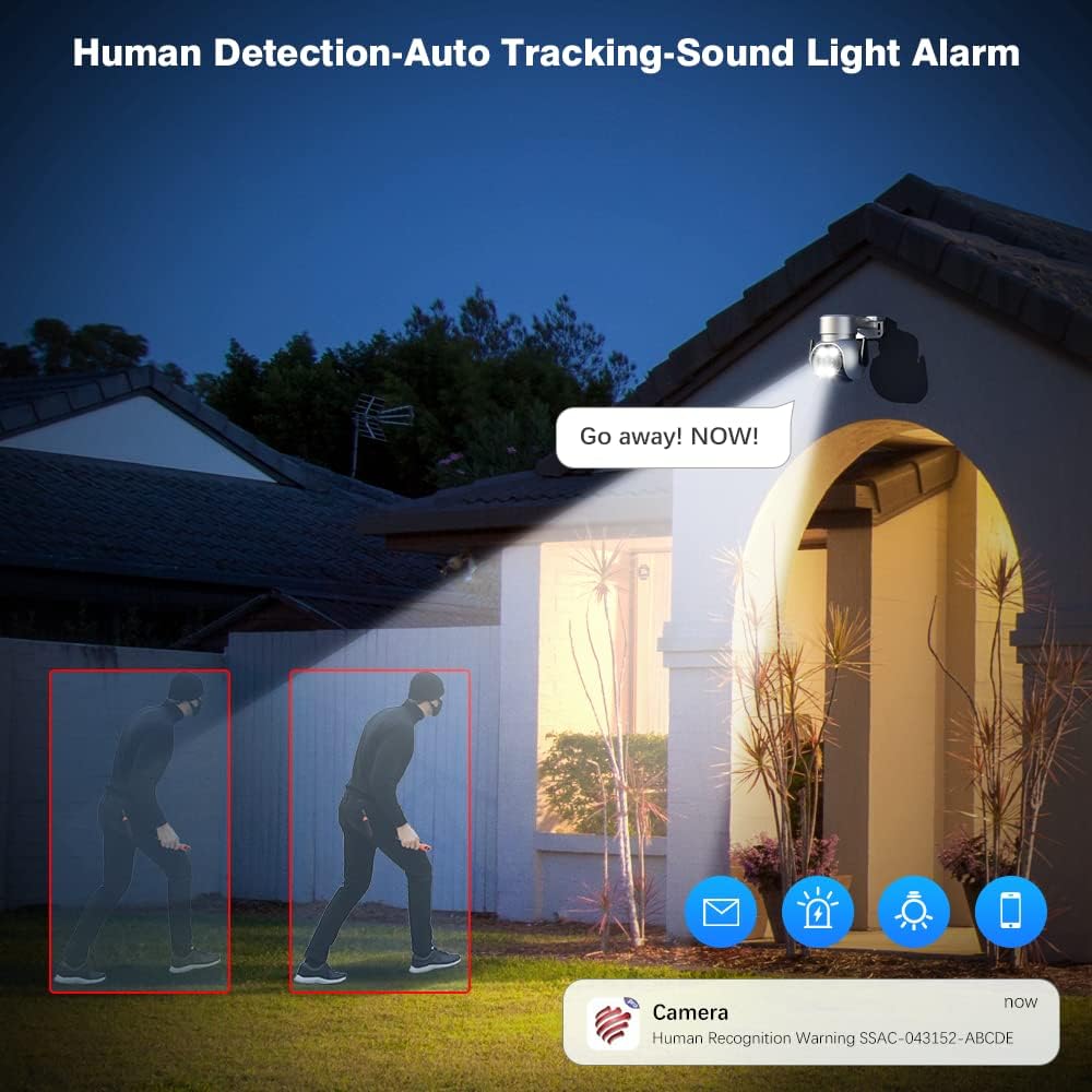 Ctronics camera detecting and tracking a human figure with a sound light alarm