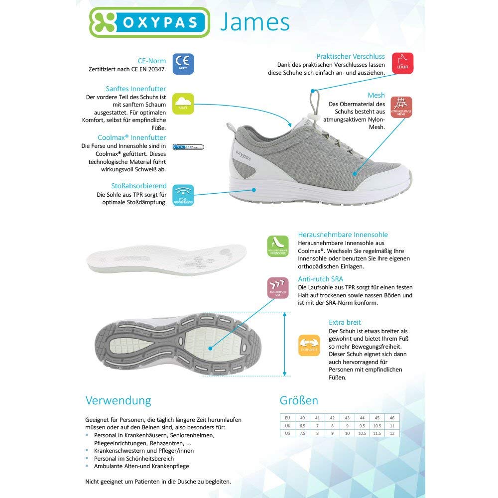 Oxypas James profesjonalne buty robocze do medycyny/pielęgnacji/gastronomii
