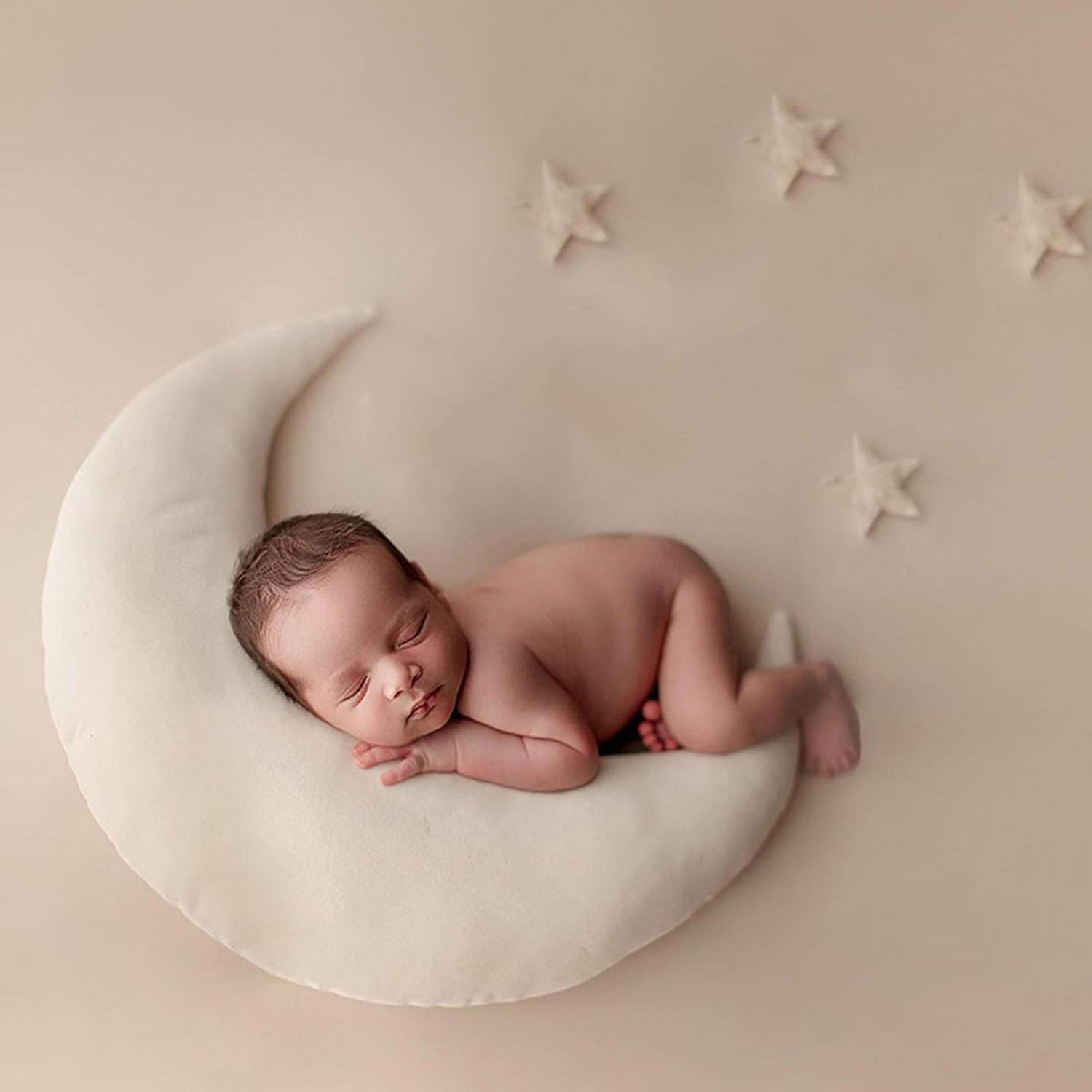 1+4pcs Baby Moon Star Pillow Set Newborn Posing Photography Prop Moon Star Prop for Newborn Photography Baby Posing Pillows Baby Moon Nursery Pillow (A-White) : Baby