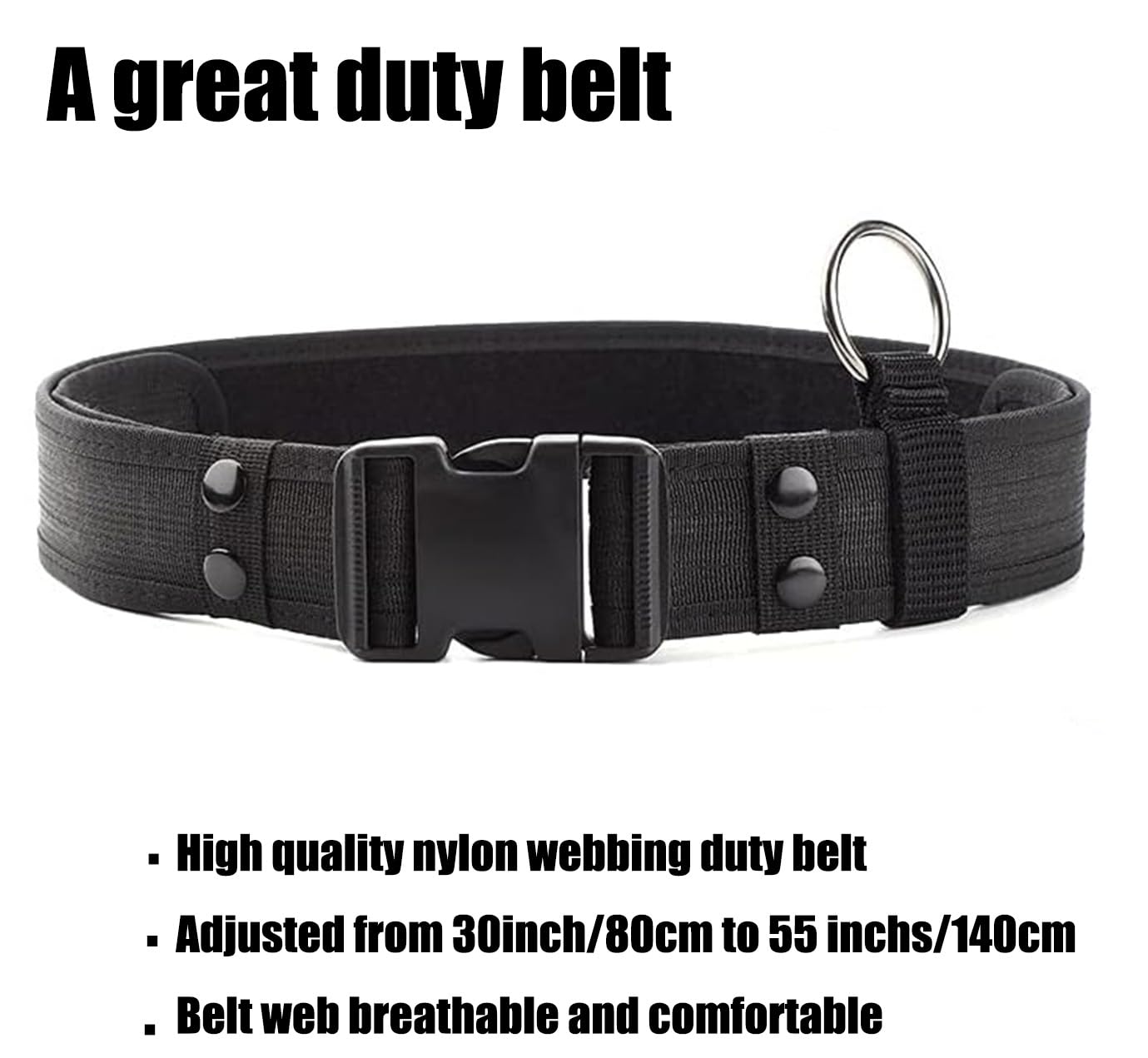 Ceinture Tactique Avec Sac Intégré Pour Homme - Nylon Haute Résistance, Boucle à Libération Rapide - Pour Sécurité, Airsoft, Travail, Chasse - Noir - 8