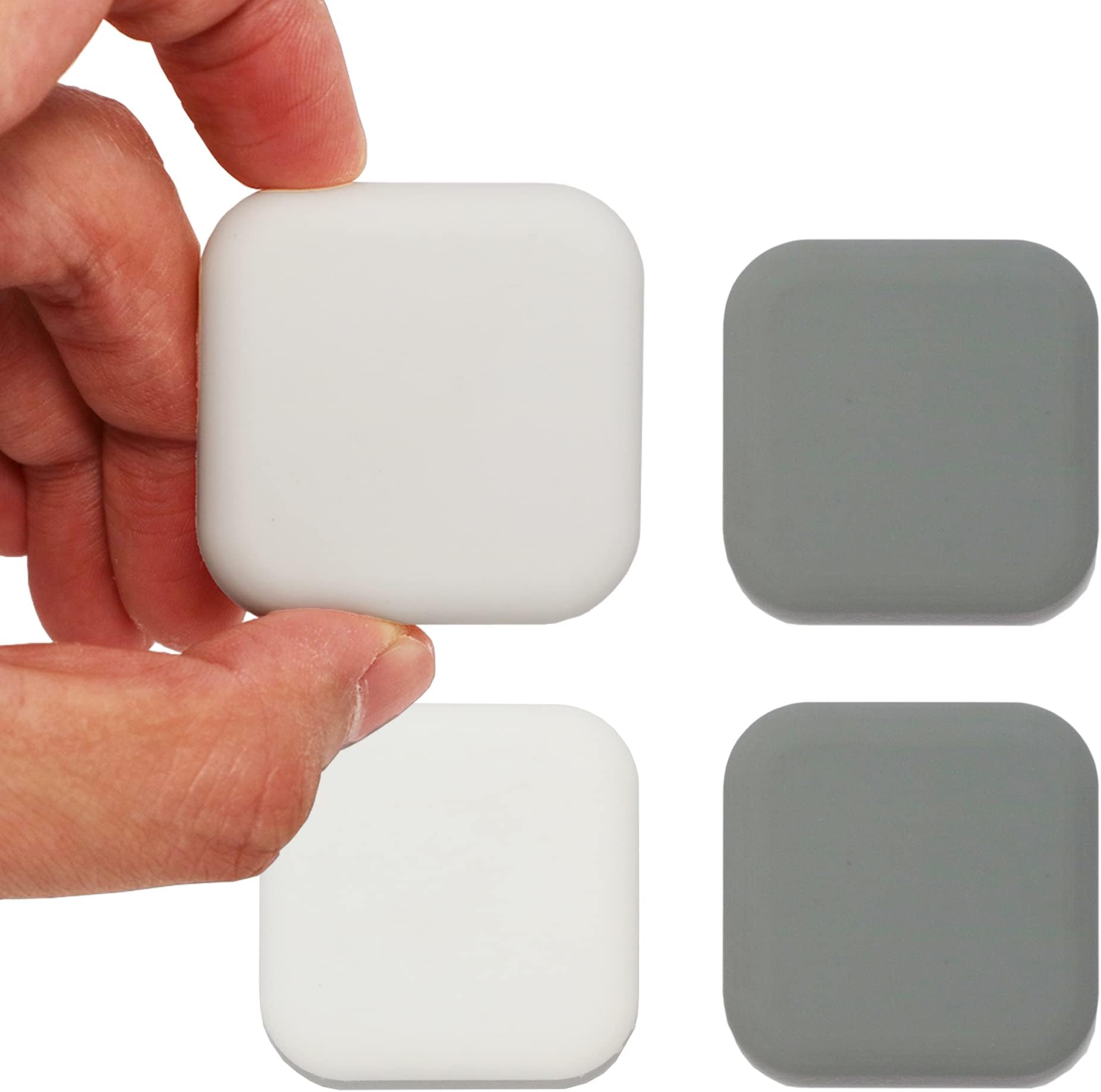 [4 Pack] [White&Gray] Door Stoppers Wall Protector, Silicone Door Bumper, Self-Adhesive Wall Shield, Door Slamming Silencer, Door Knob Guard for Home, Office, School