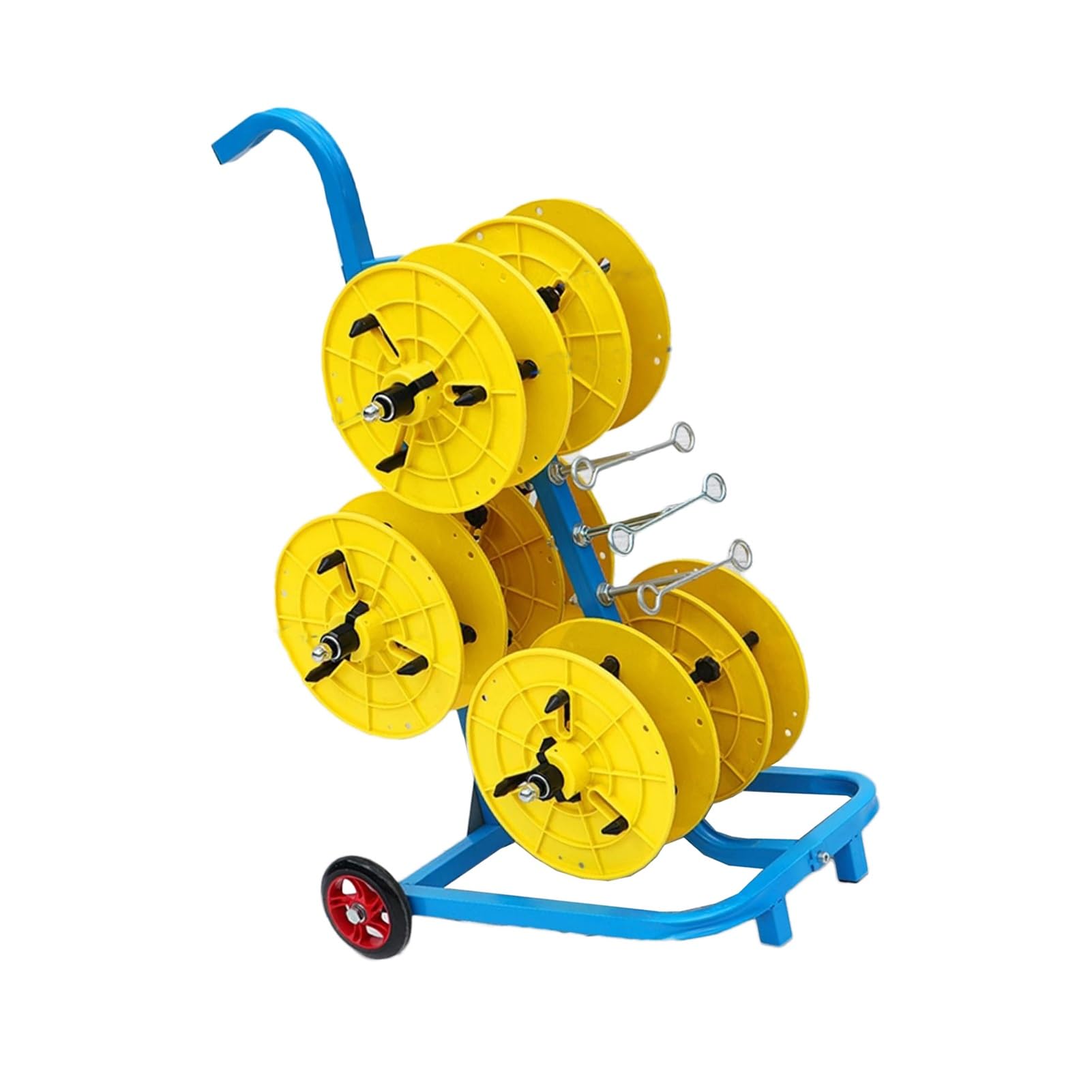 WDSOPK Wire Spool Rack,3 Rods Heavy Duty Wire Spool Cart with Wheels, Wire Dispenser Organizer,for Electrical Industrial and Garage (Yellow 3 Rods Wire)
